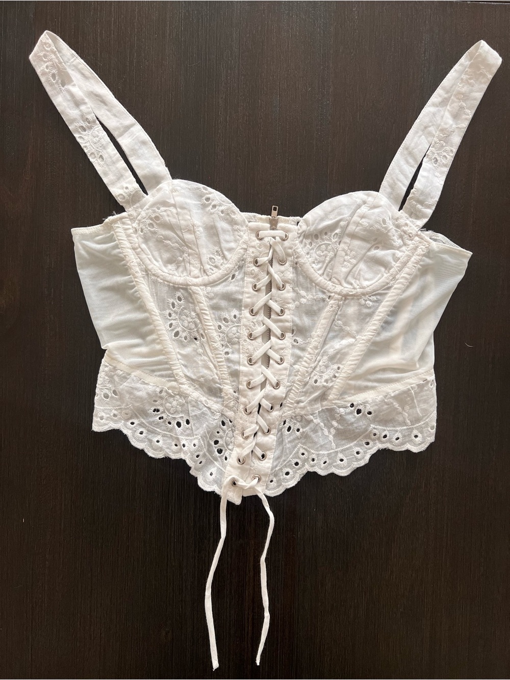 Finesse White Eyelet Lace Corset Tank